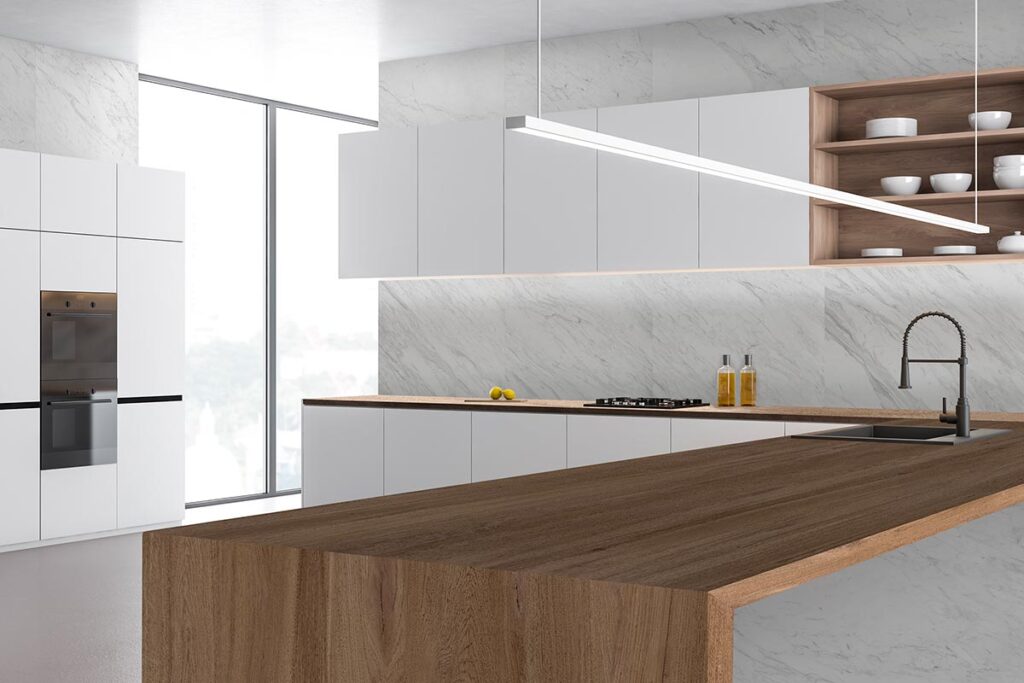 cocina blanco y madera